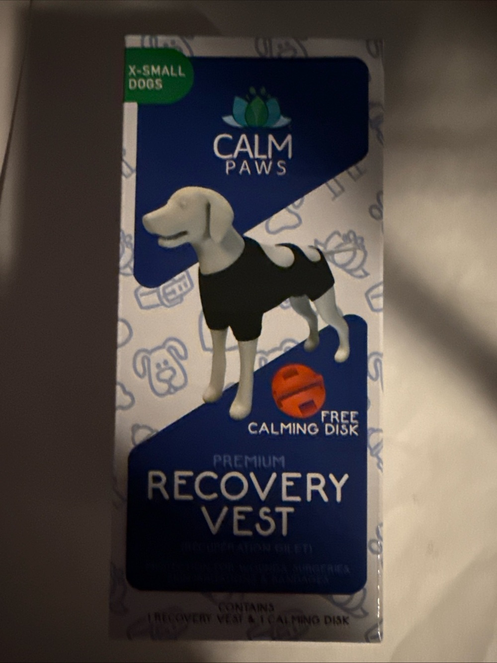 Calm Paws Calming Recovery Vest with Dog Calming Disc (X-Small)